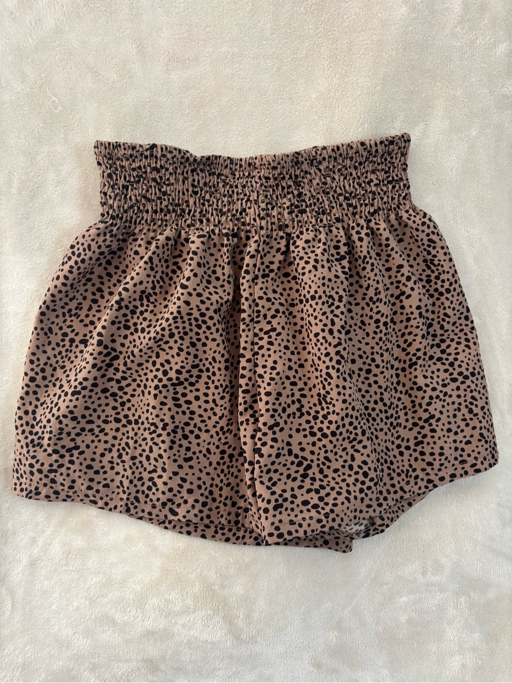 SHEIN Smocked High Waist Animal Print Shorts - Brown/Black